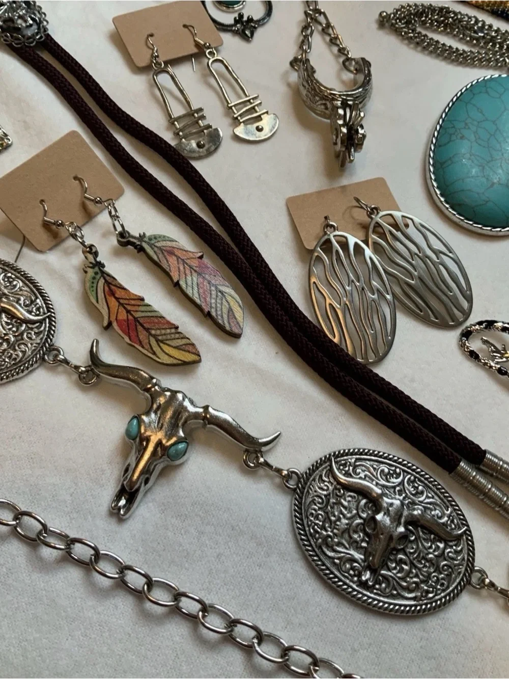 Southwestern Sculpture with Fashion Jewelry Mixed Lot 55+Pcs